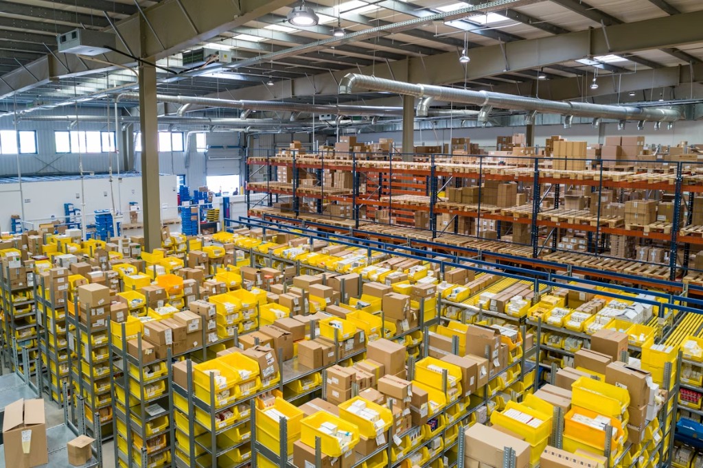 Ontario fulfillment floor with organized inventory for local PC delivery and pickup